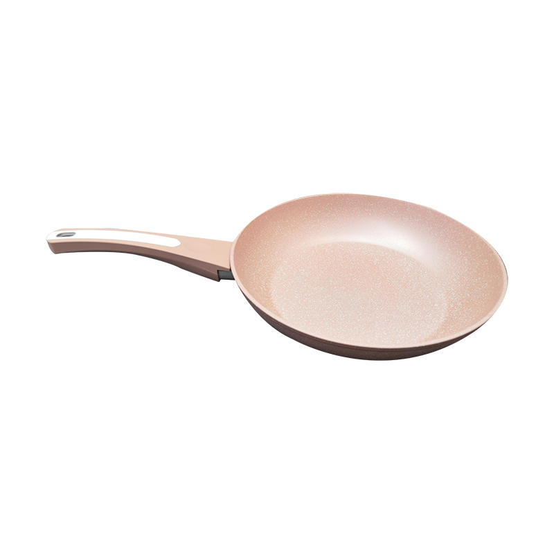 forged fry pan in pink mable