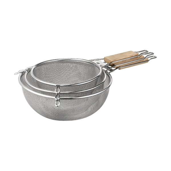 S/S MESH STRAINER WITH WOODEN HANDLE 