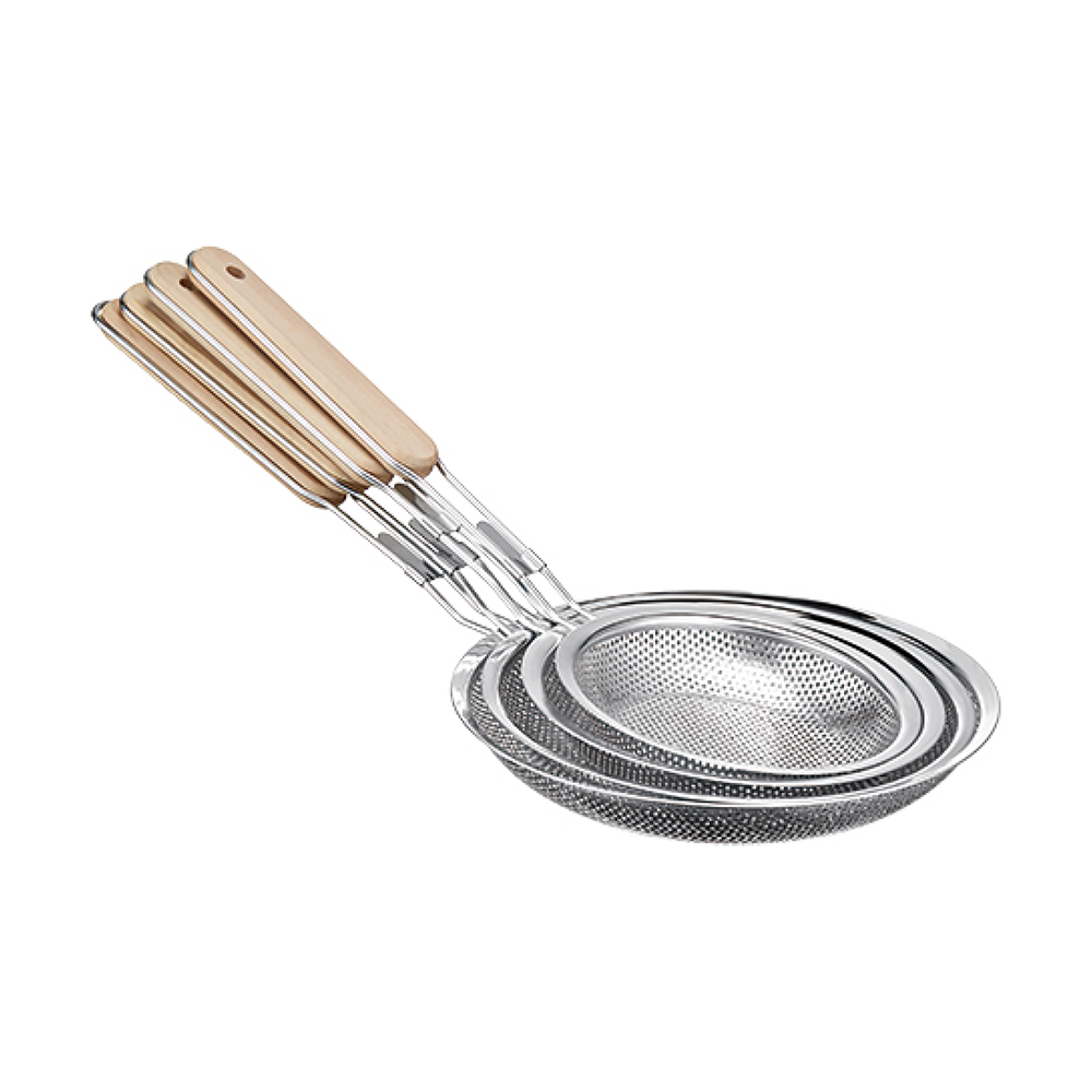 S/S 201 PUNCHING STRAINER WITH WOODEN HANDLE