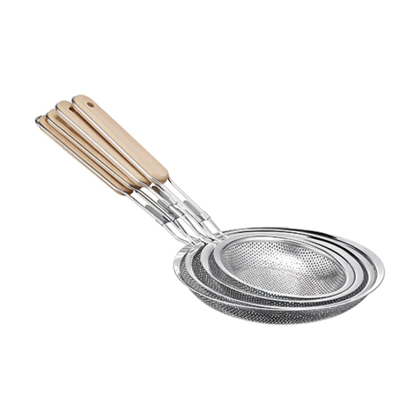 S/S 201 PUNCHING STRAINER WITH WOODEN HANDLE 