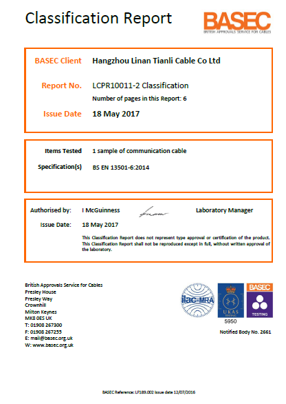 BASEC CPR LCPR10011-2 Classification Report