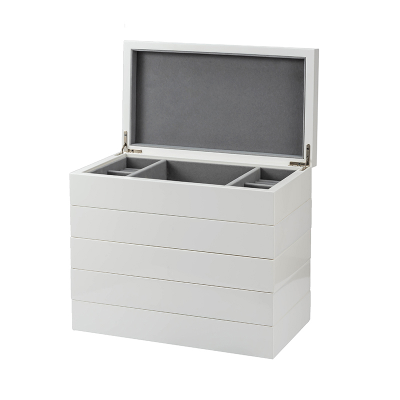 White Matt Lacquered Wooden Storage Box For JewelryNone