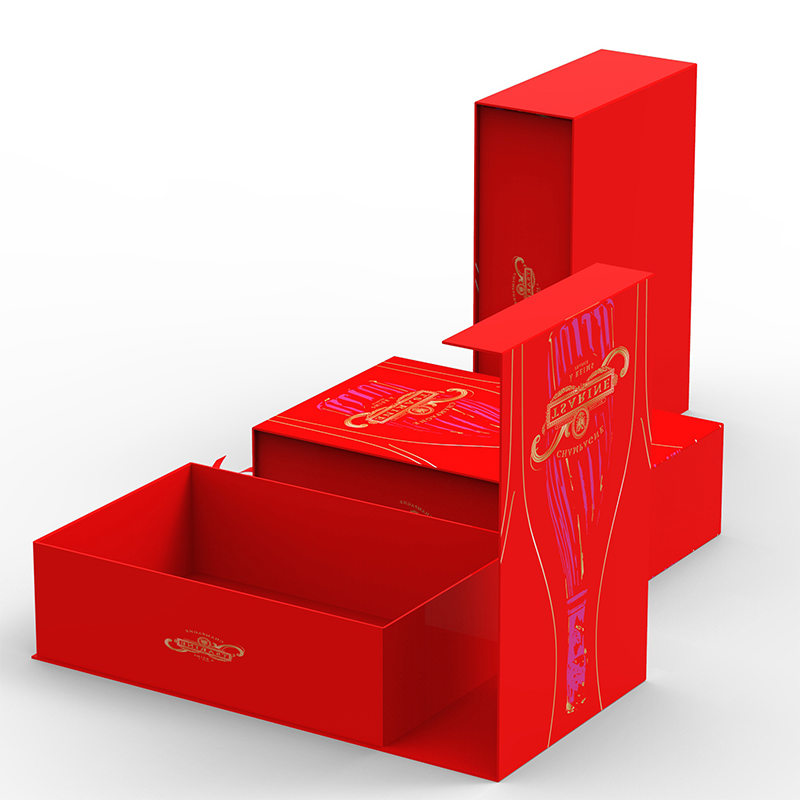 Big Red Printed Cardboard Gift Storage Packaging Box For ChampagneNone