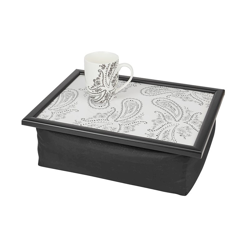 Black Rectangular Lap Tray With Cushion For Cup