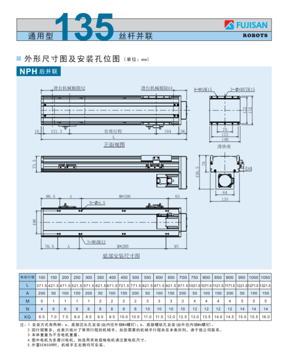通用型135丝杆并联 通用型135丝杆