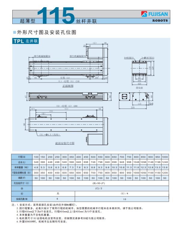 超薄型115丝杆并联 超薄型115丝杆