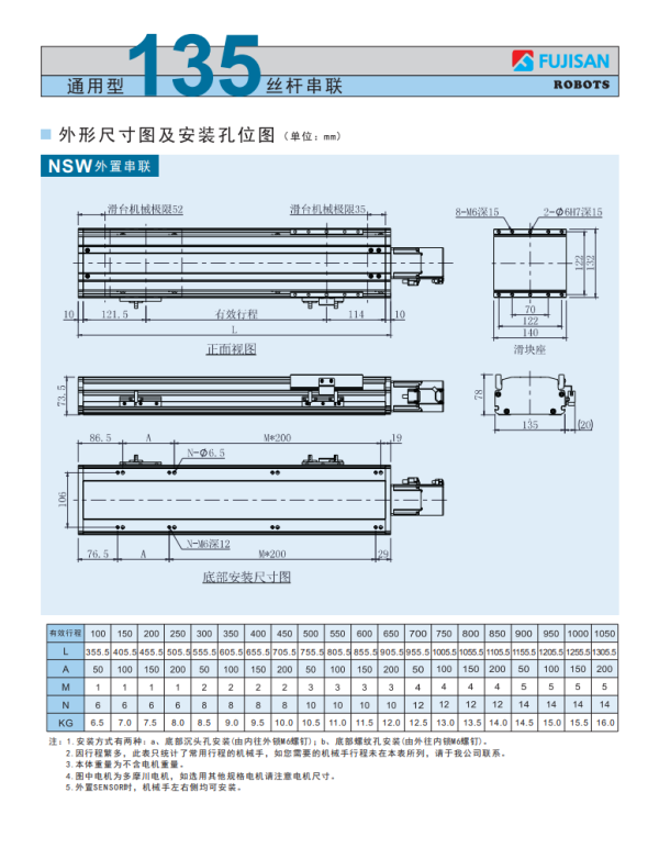 通用型135丝杆串联 通用型135丝杆