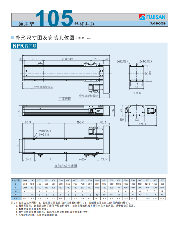通用型105丝杆并联 通用型105丝杆