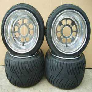 8 hole polish alloy wheelGZY-8H1080P & flat tyre 205/30-10