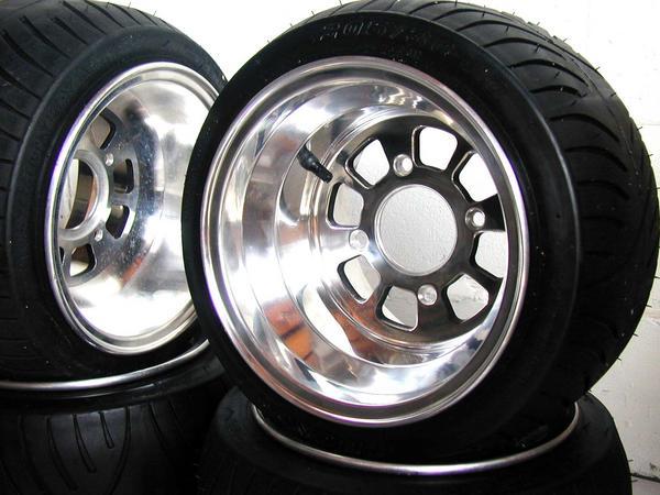 8 hole polish alloy wheel GZY-8H1080P & flat tyre 205/30-10