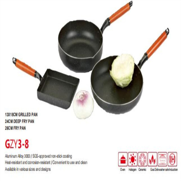 3PCS Spiral Bottom Non-Stcik Coating Aluminum Cookware Set GZY3-8