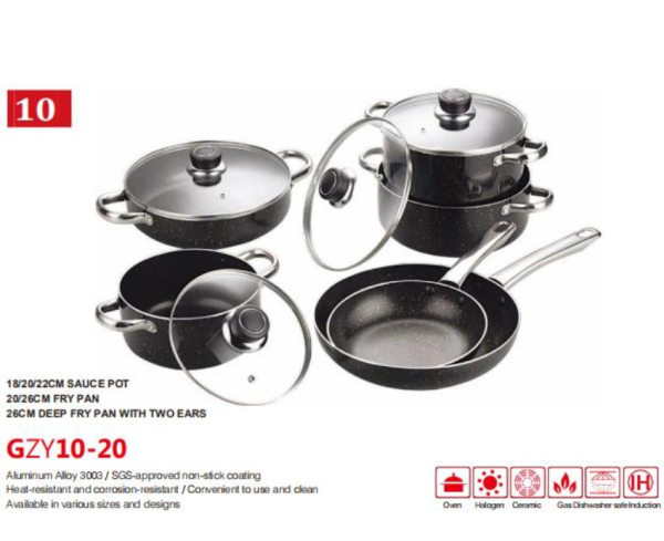 Cheap 10PCS Kitchen Use Aluminum Cookware Set GZY10-20