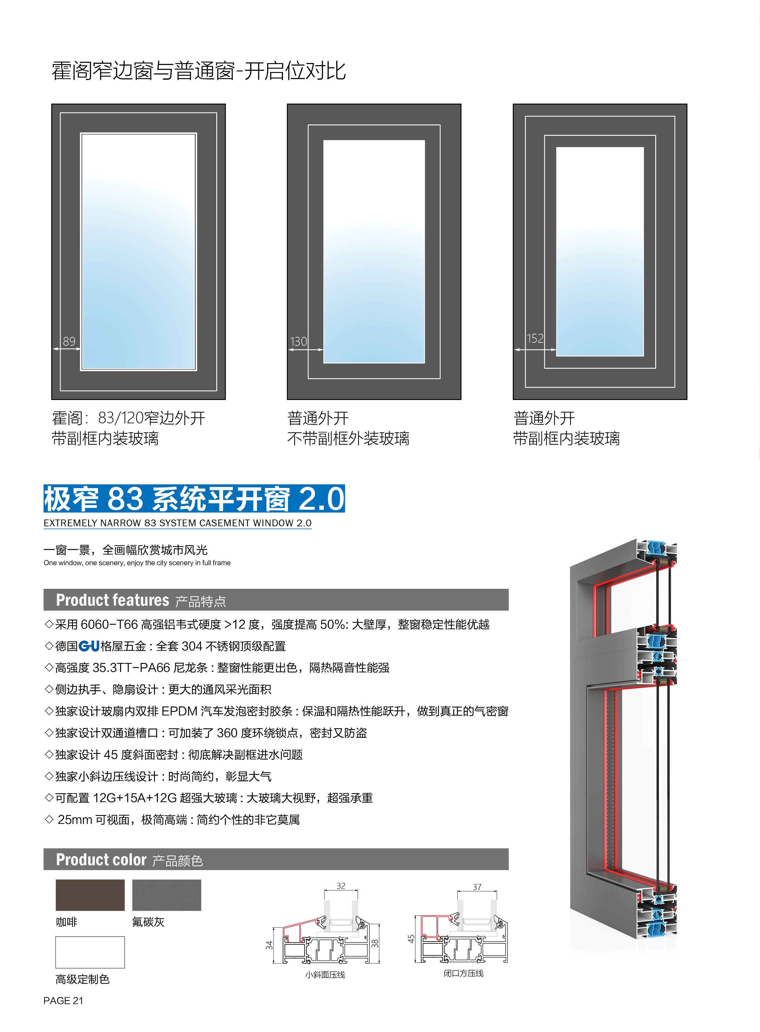 霍阁2号83系列单体系统平开窗