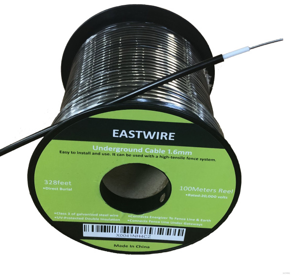 electric fence double insulated wire underground,electric fence double insulated underground hard cable,direct burial ( 1.6mm 100meters/328ft)