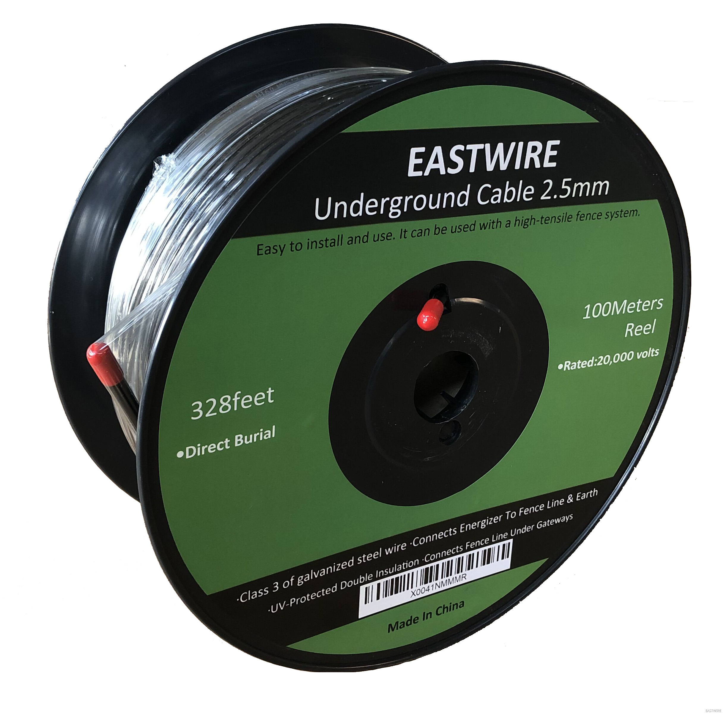 electric fence double insulated wire underground,electric fence double insulated underground hard cable,direct burial (2.5mm, 100meters/328ft)