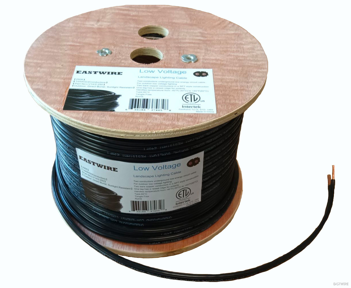 EASTWIRE 14AWG 2 Conductors Direct Burial Low Voltage Landscape Lighting Wire - Outdoor - 14-2 Underground Low-Energy Circuit Cable, 14/2 Copper Wire, Lighting Cable (14/2, 250FT-BLACK)