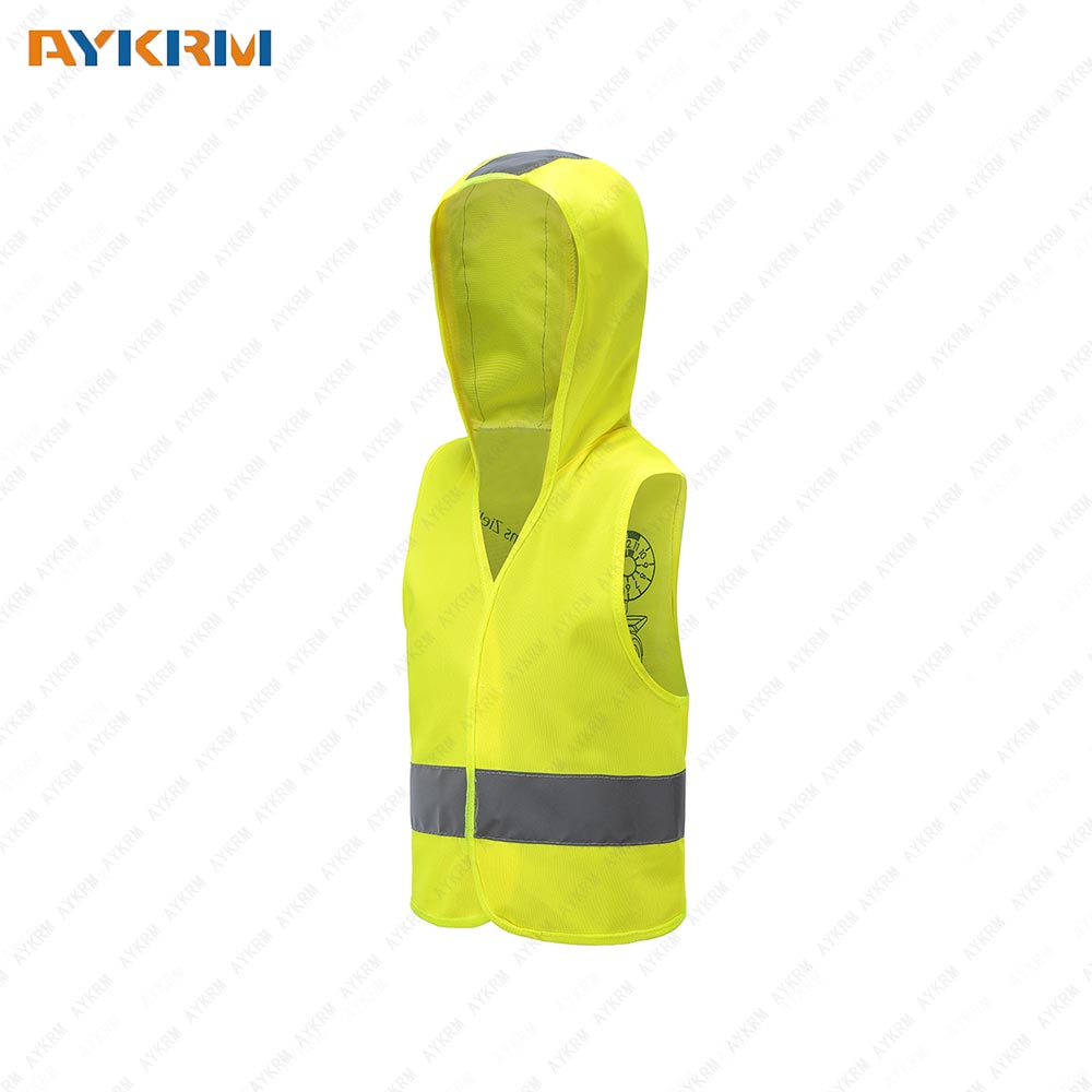 Kids Hooded Safety Reflective Vest, A-SAFETY, 100% Polyester Fabric Reflective Safety Vest, Bright Colors for Child Public Safety, Hi Viz Safety Coat for Girls& Boys, Yellow AW1-012