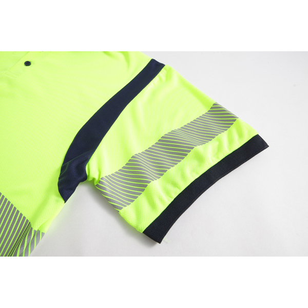 AYKRM Safety Hi Vis Moisture Wicking Reflective Safety Polo Shirt Short Sleeve ANSI Class 2 Unisex Construction Security Exercise (Yellow, Medium) APT-823