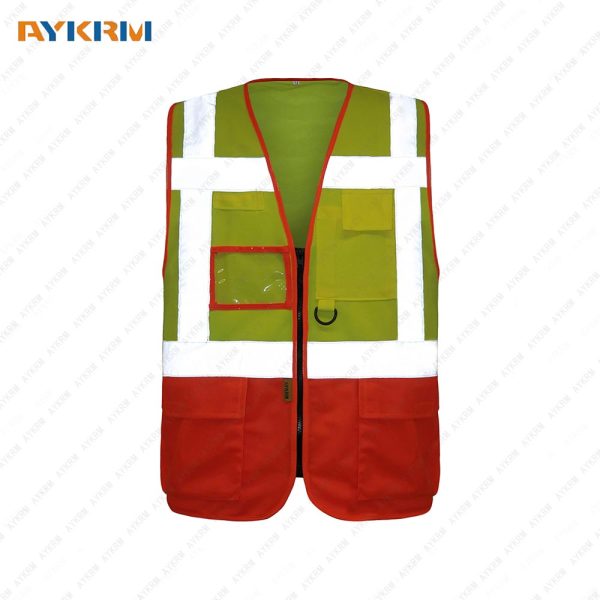 AYKRM Safety Multi Pockets Class 2 High Visibility Zipper Front Safety Vest With Reflective Strips.Meets ANSI/ISEA Standards 