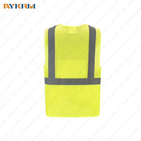 AYKRM Reflective Safety Vest, High Visibility Lime Mesh, Type R Class 2, Zipper Closure, 2XL/ 3XL 