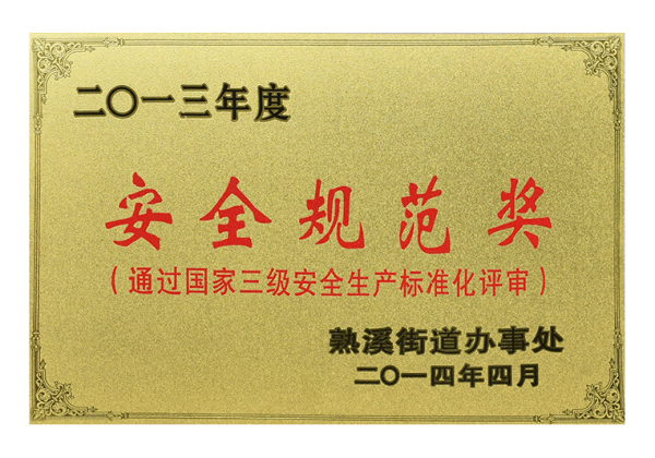 2013年度安全規(guī)范獎