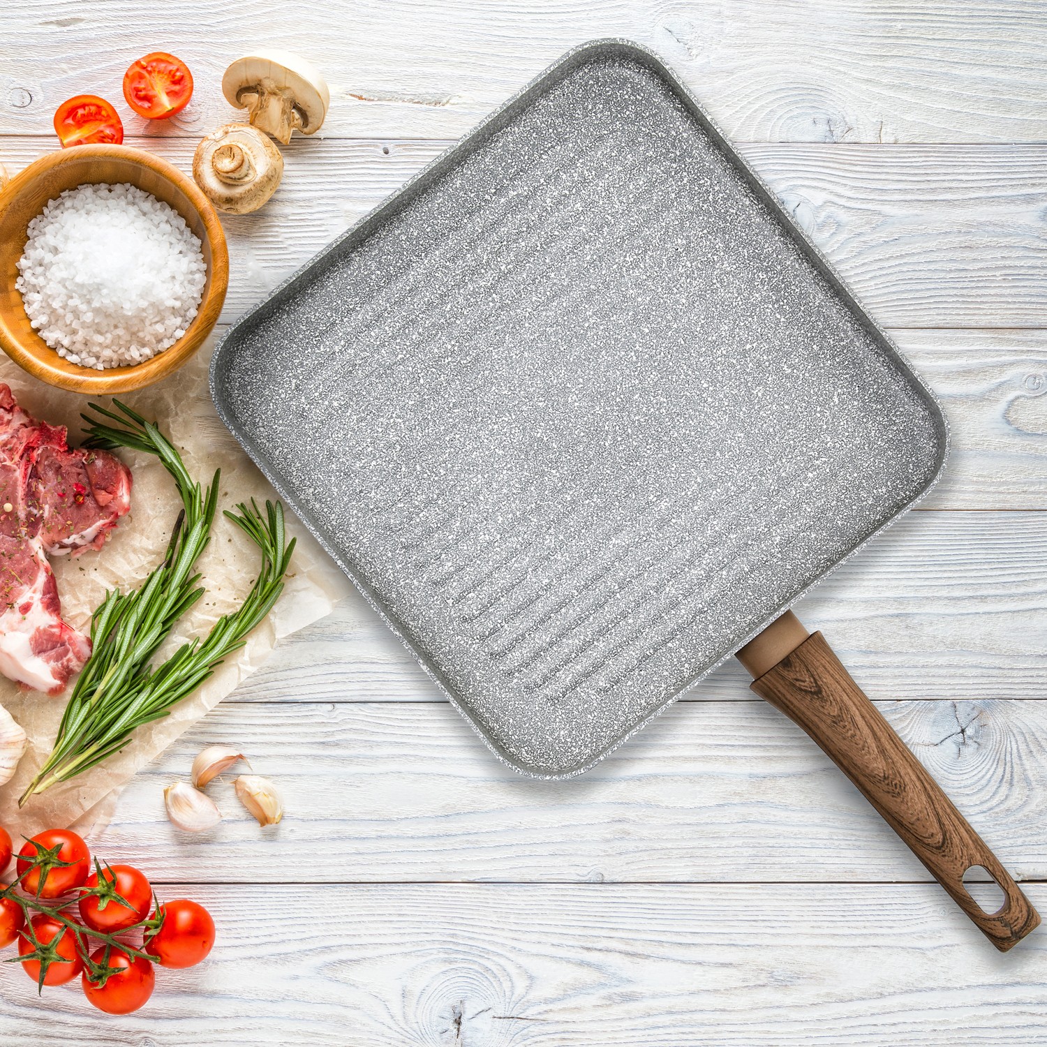 Grey Marble Coated Griddle Pan