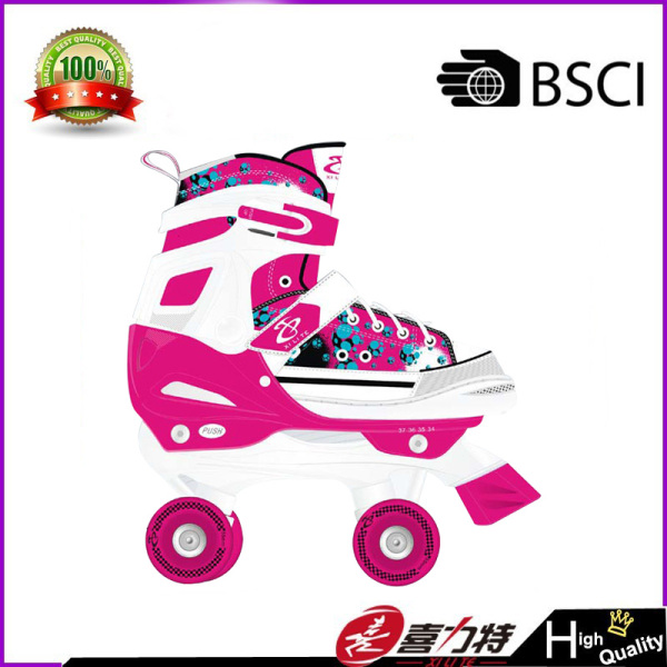 轮滑鞋 XLT-136-2格帆布 （桔红青紫)
