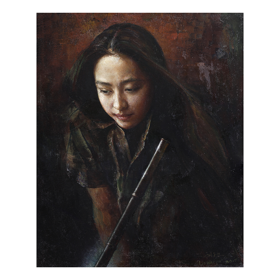 洞箫 1998年布面油画 50x60cm