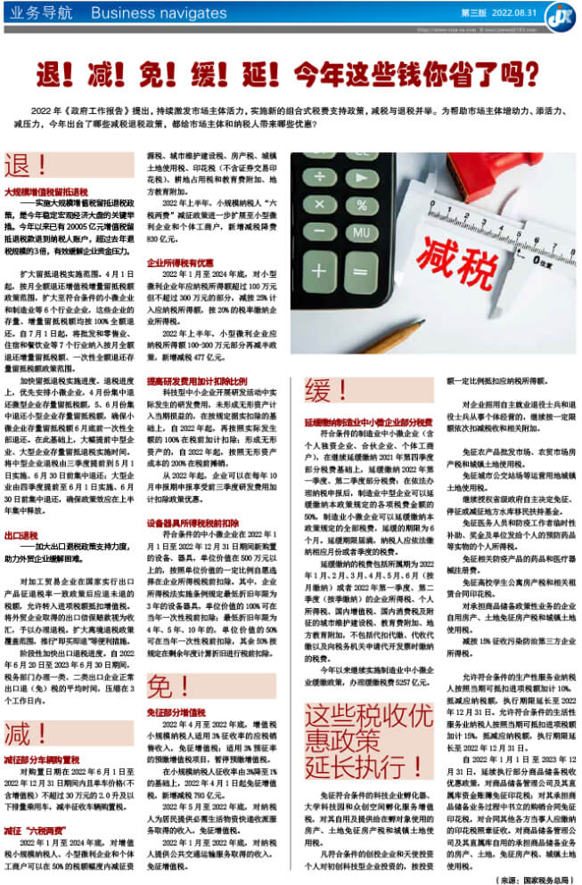 退！减！免！缓！延！今年这些钱你省了吗？