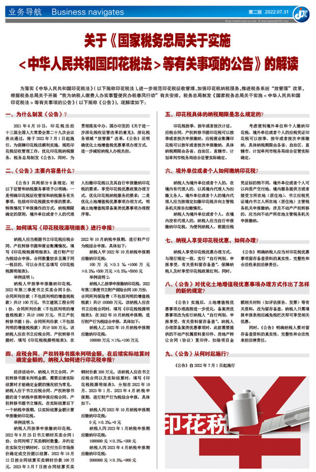 关于《国家税务总局关于实施 ＜中华人民共和国印花税法＞等有关事项的公告》的解读