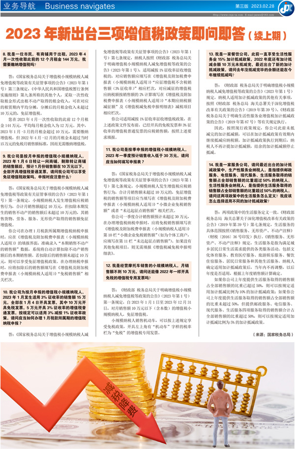2023年新出台三项增值税政策即问即答 （续上期）