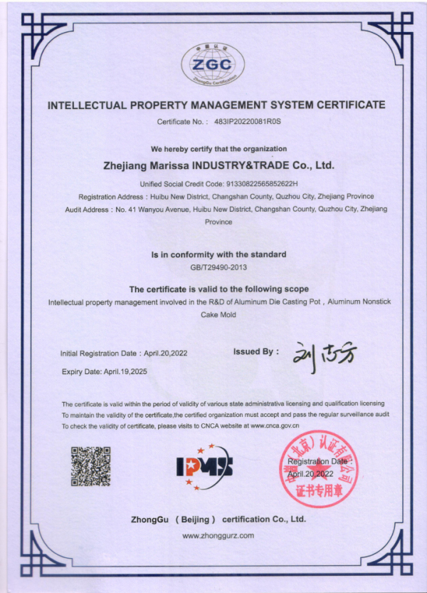 INTELLCTUAL PROPERTY MANAGEMENT SYSTEM CERTIFICATE