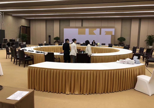 会议桌裙圆桌峰会镂空桌布桌裙 