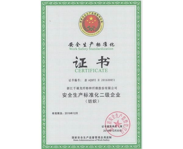 Safety production standardization secondary certificate