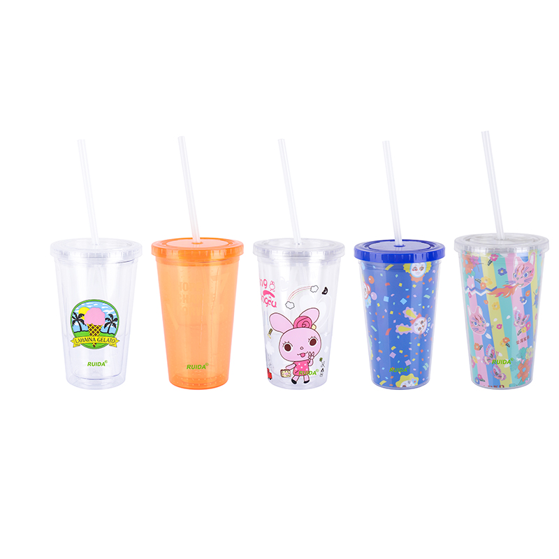 Plastic straw cup