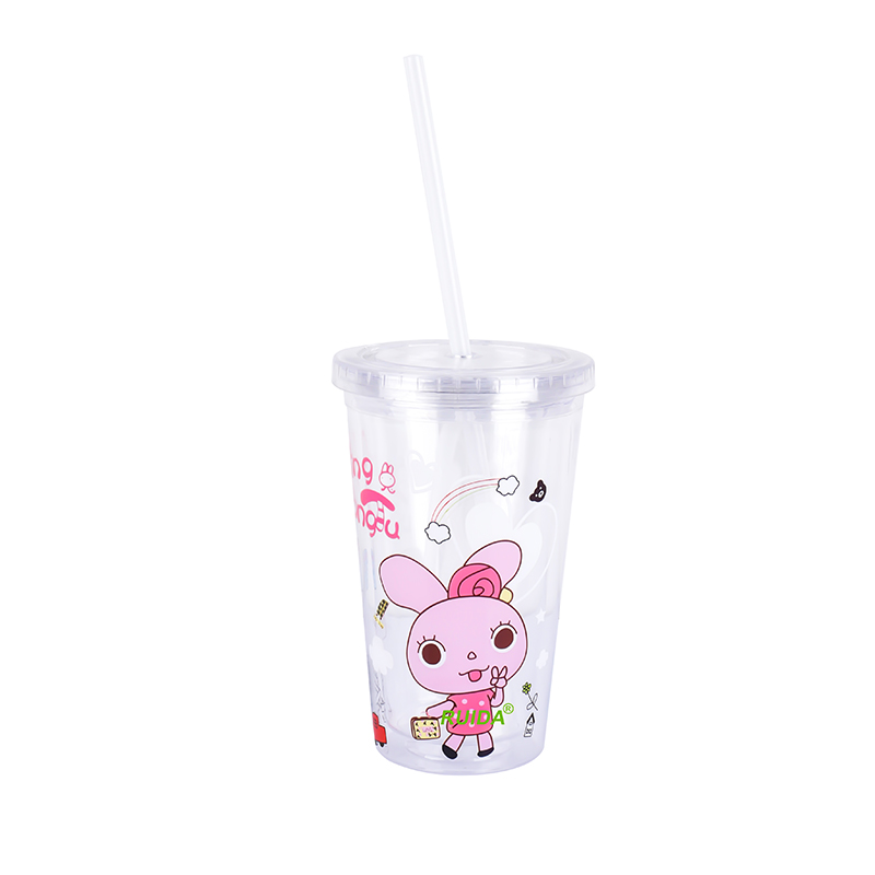 Plastic straw cup