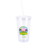 Plastic straw cup