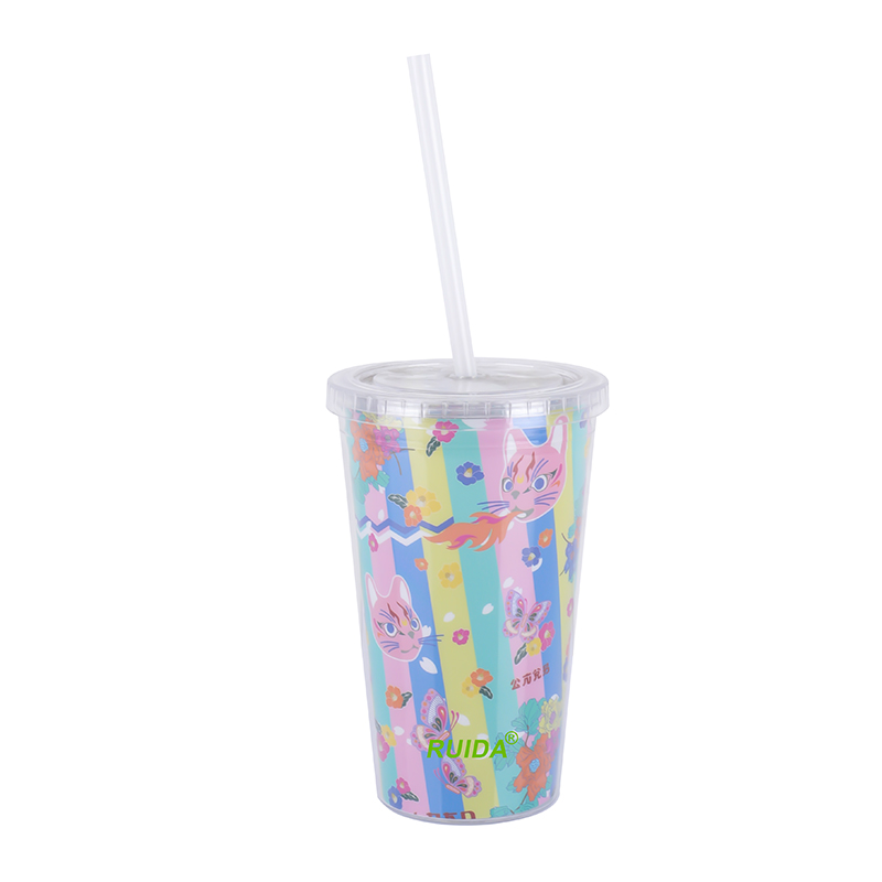 Plastic straw cup