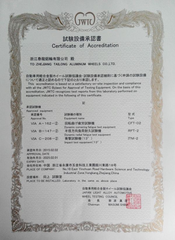 2015 VIA Certification Certificate
