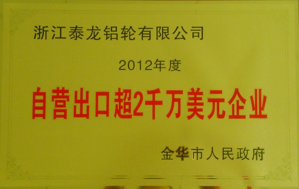 2012年自营出口超2千万美元企业