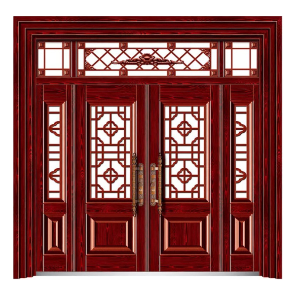 玻璃門（玻璃拼接）紅木紋拉絲 TY-9142