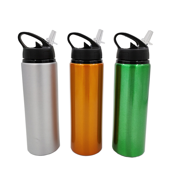 750ml aluminum water bottles with straw lid WJ-750A-W