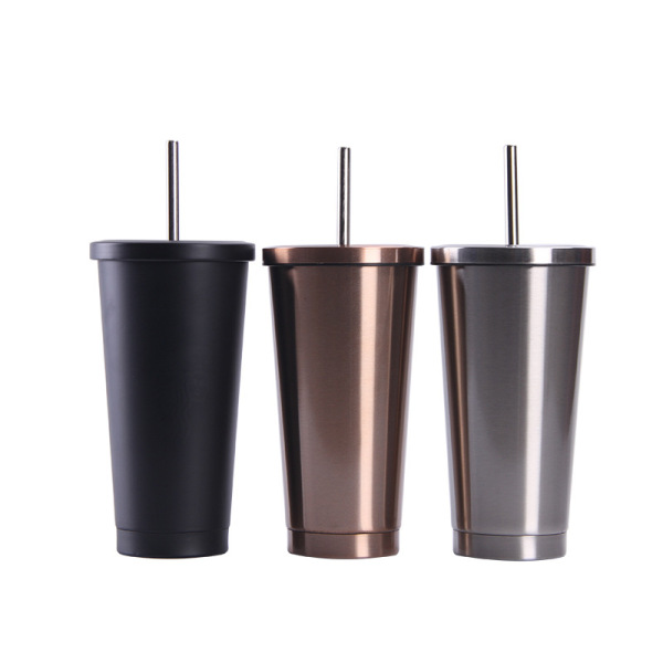 Double wall stainless steel tumbler with straw WJ-550S-CF