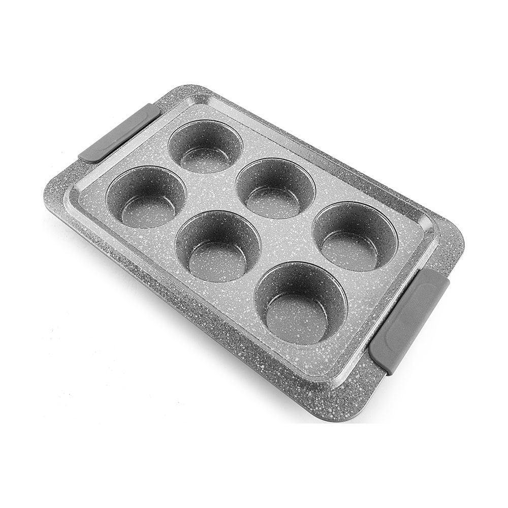 SIX MUFFIN PAN  WITH SILICONE HANDLEYL-M41