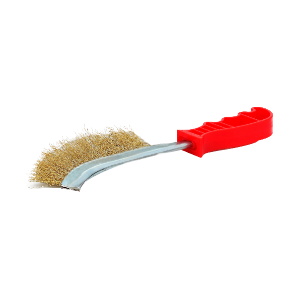 Brush with red plastic handle 