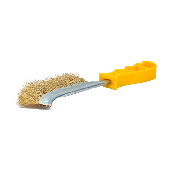 Yellow plastic handle knife brush