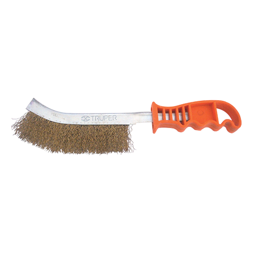 Orange plastic handle knife brush
