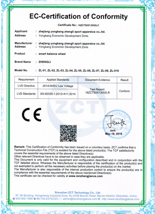 EC-Certification of Conformity