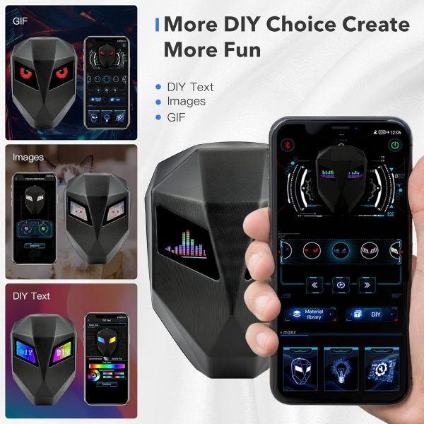 Motorcycle Backpack for Men, LED Backpack With DIY Programmable Full Color Screen, Hard Shell Large Capacity Waterproof Helmet Bag Laptop Backpack FR-LS201