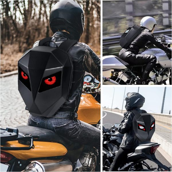 Motorcycle Backpack for Men, LED Backpack With DIY Programmable Full Color Screen, Hard Shell Large Capacity Waterproof Helmet Bag Laptop Backpack FR-LS201